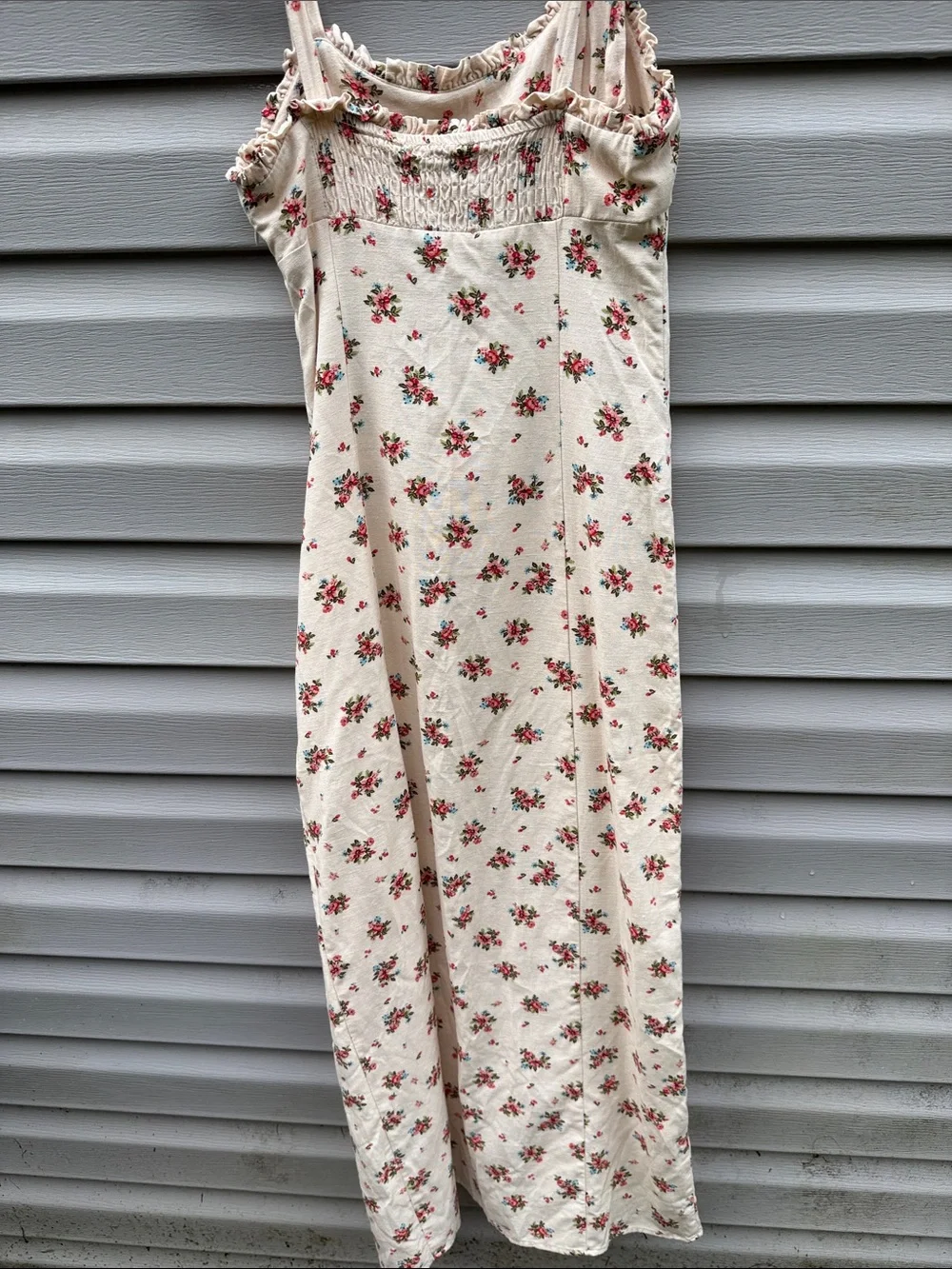 Zara | Linen Blend Cottage Core Ruffle Maxi Dress Floral size XS